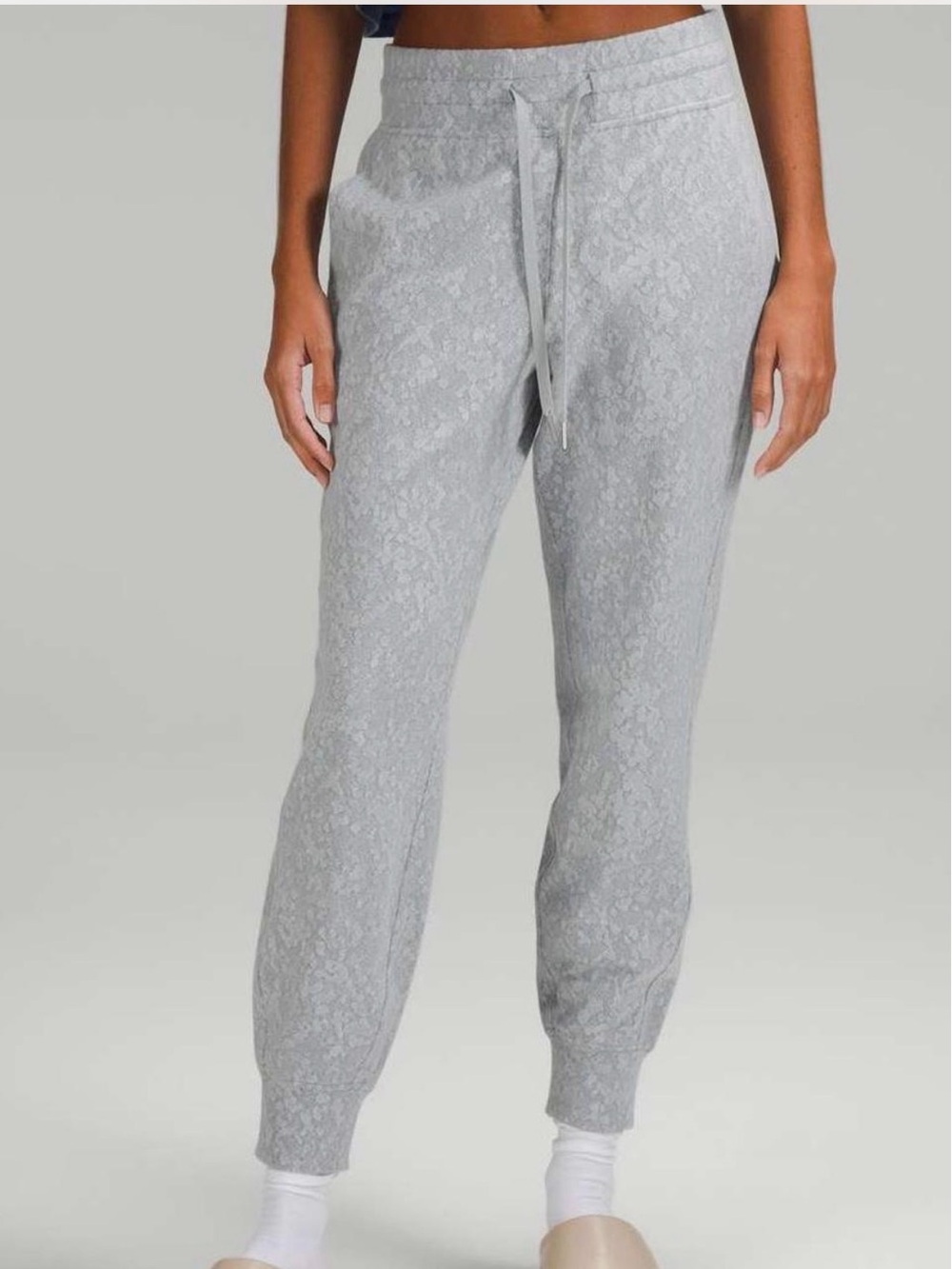 lululemon athletica Heathered Light Gray Patterned Leggings